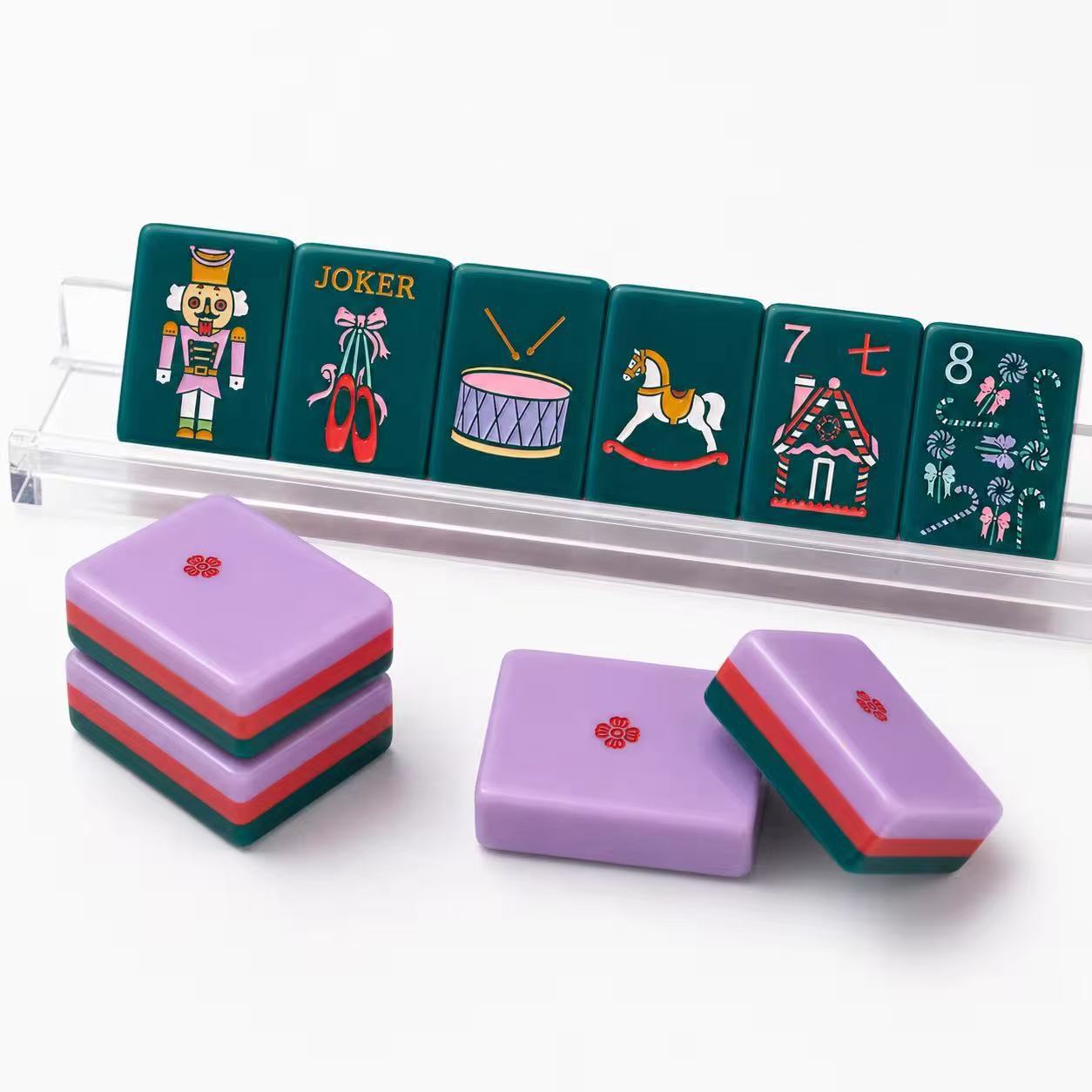 Laser Engraved Acrylic Mahjong Set Party Game photo 2