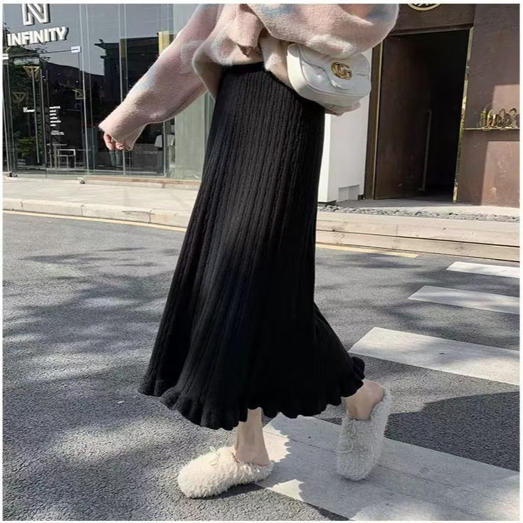Women's Knitted Mid-length Ruffled Skirt For Fallwinter photo 2