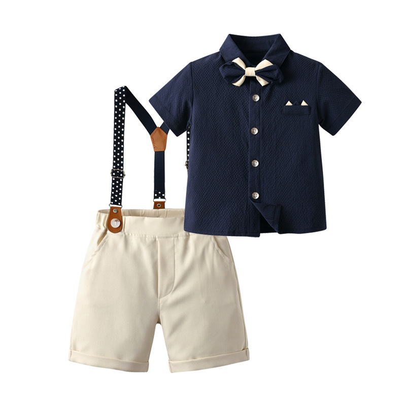 British-style Formal Suit Boys Short-sleeved Suspender Pants Mens photo 6