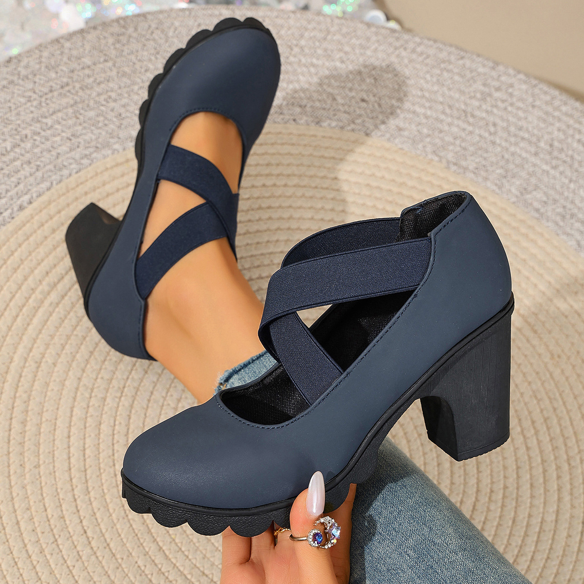 Retro Cross-strap Platform High Heels photo 5
