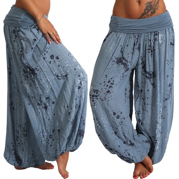 Women's Casual Loose Wide-Leg Pants With Digital Print And Drawstring photo 7