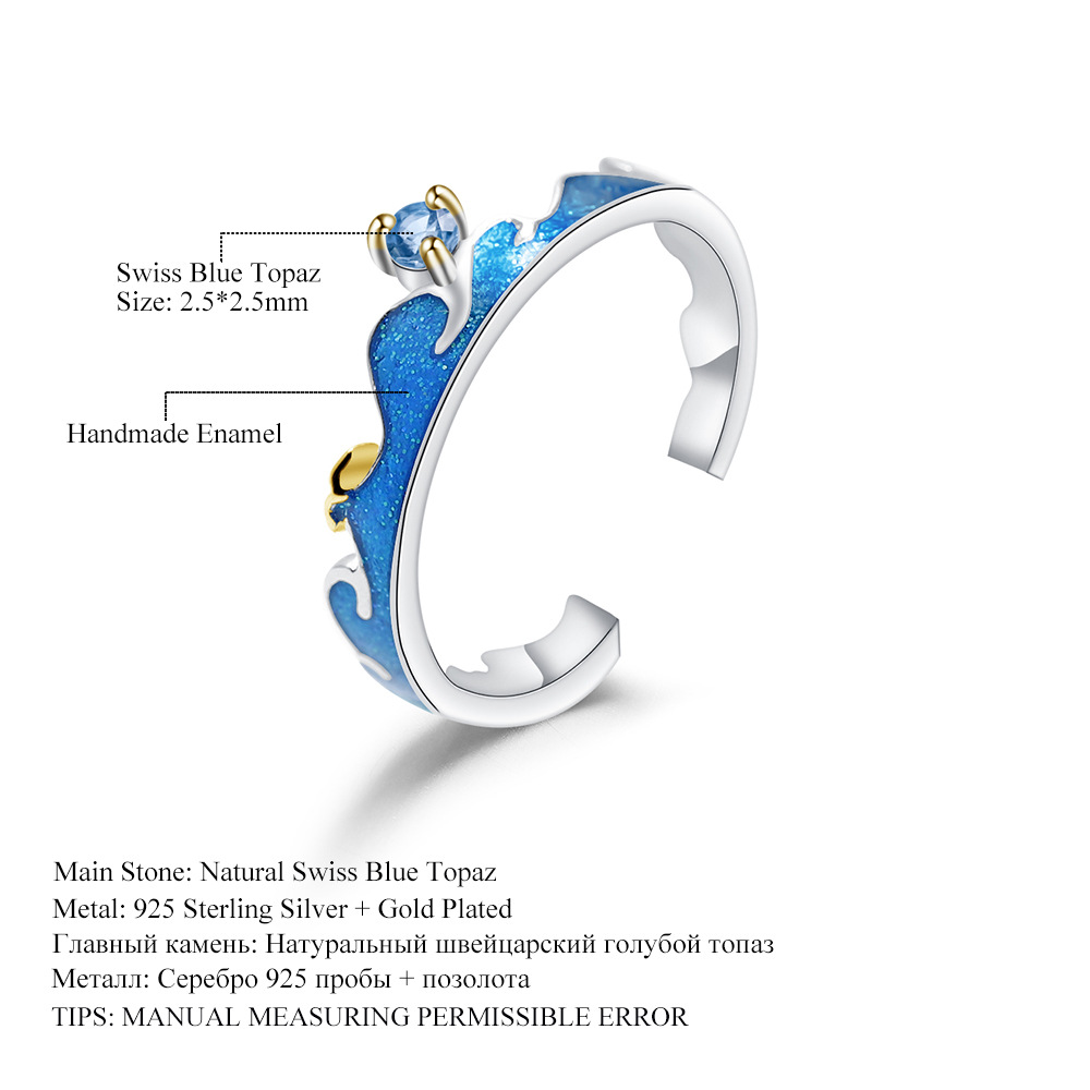 925 Silver Ring Inlaid With Swiss Blue Topaz Exuding Elegance And Sophistication photo 5