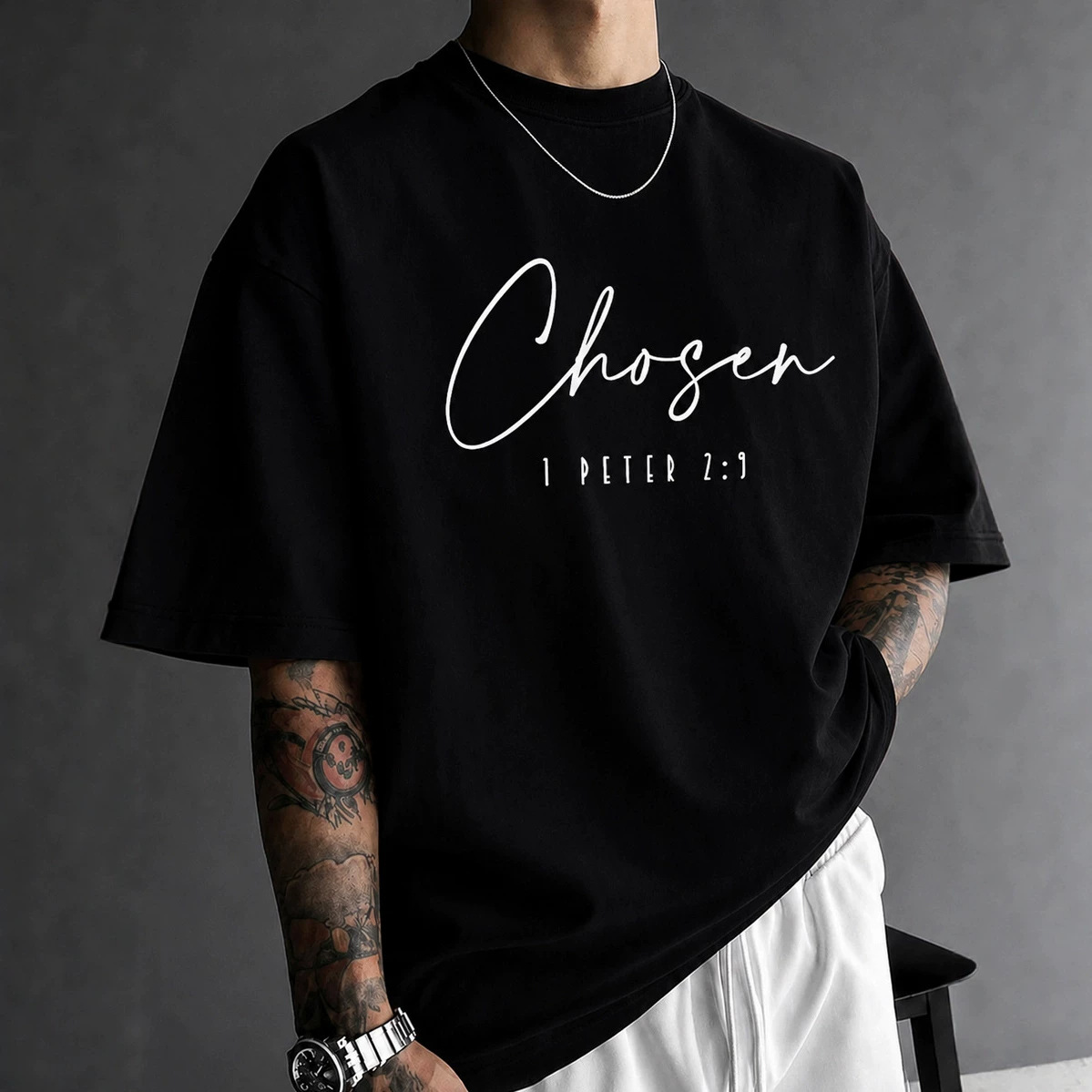 Minimalist Faith-style Black Short-sleeve T-shirt photo 1