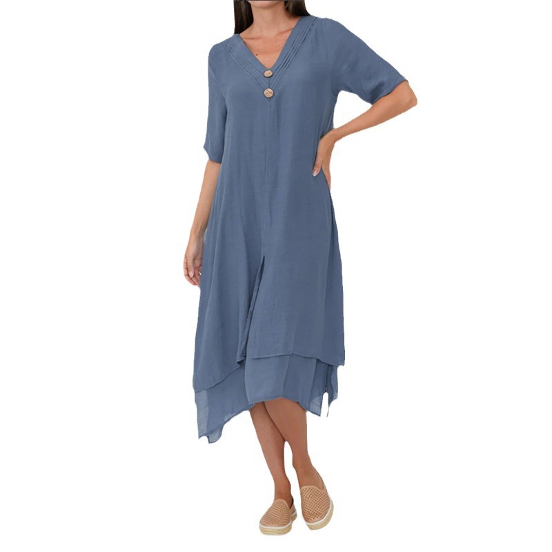 Double-layer Slit V-neck Bohemian Dress photo 2