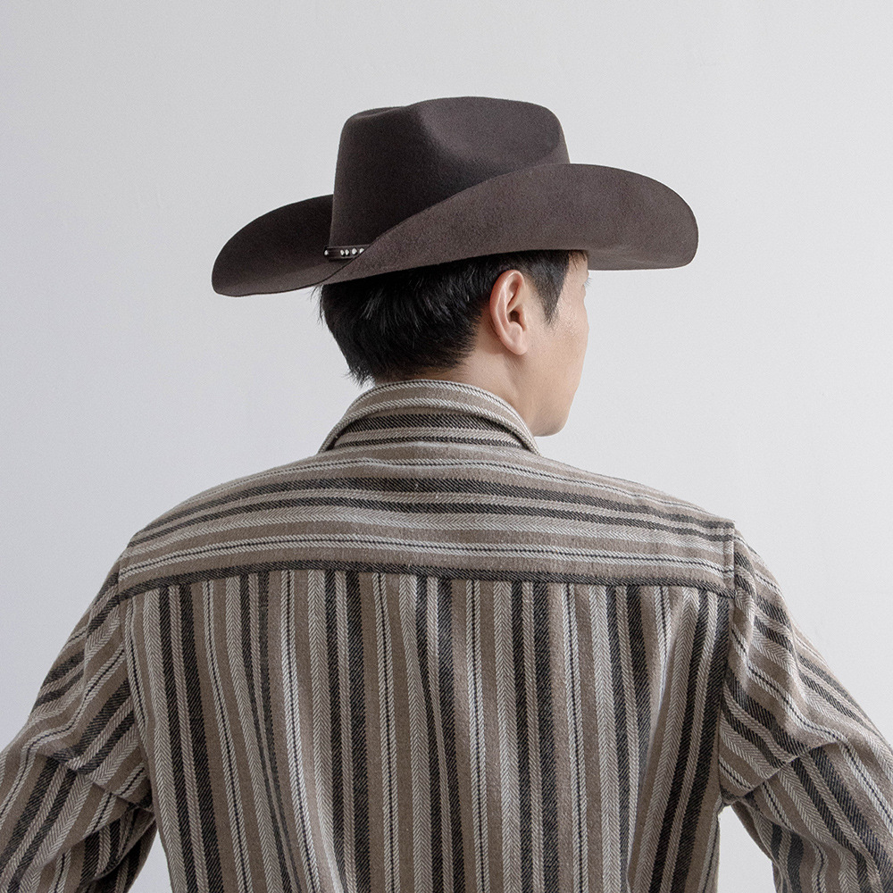 Wool Top Fashionable With Rivet And Belt Detailing Featuring A Curled Brimjazz-style Hat photo 2