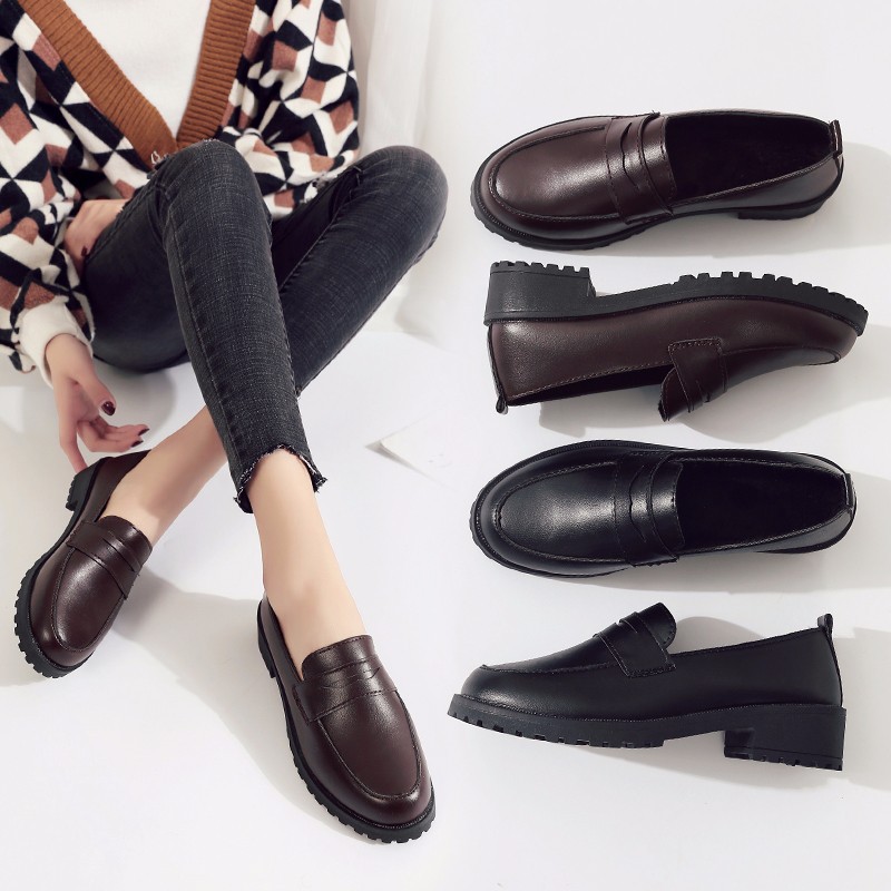 Korean-style Versatile Ulzzang Flat Shoes British-style Work Shoes photo 1