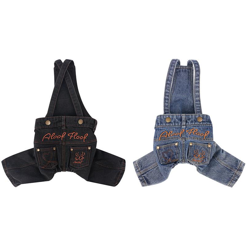 Pet's Four-Season Casual Denim Overalls With Vintage Embroidery photo 4