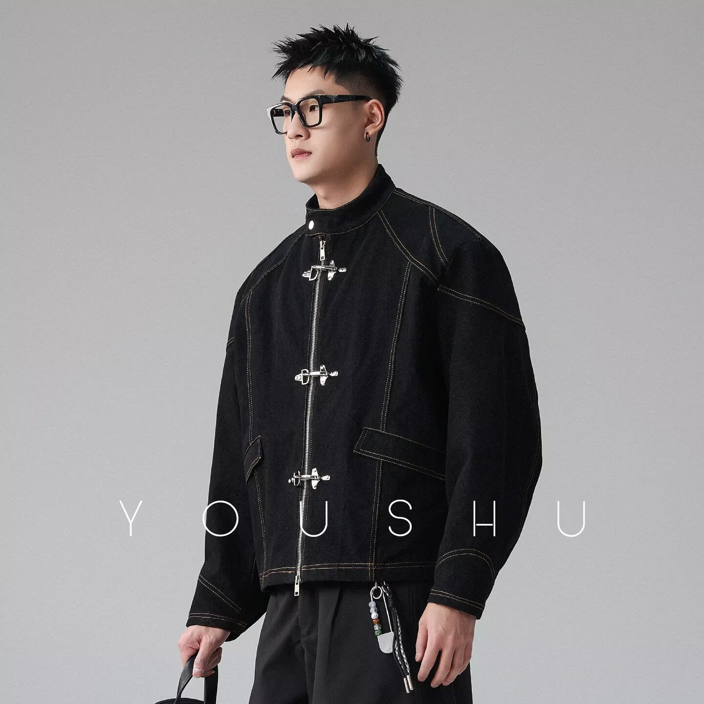 Men's Casual Vintage Distressed Stand-collar Work Jacket photo 3