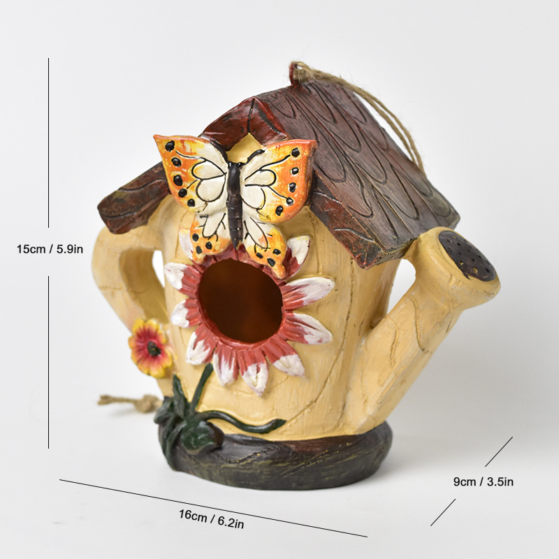 Rustic Birdhouse Outdoor Garden Decoration Bird Nest Sculpture Courtyard Ornament photo 5