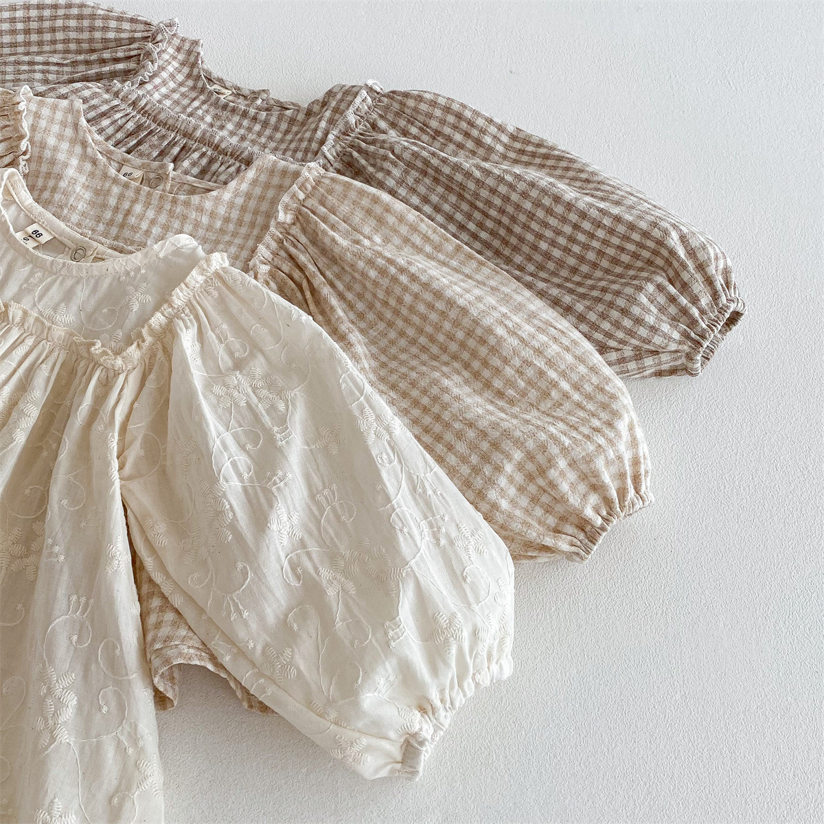 Embroidered Plaid Baby Girl Bloomers Set Cotton photo 6
