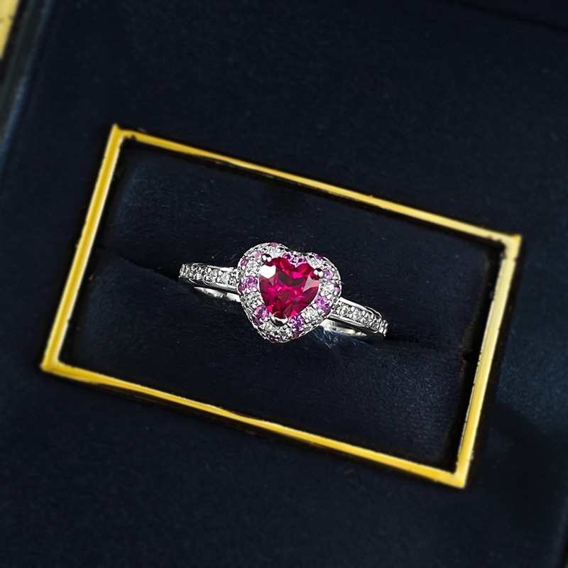 S925 Silver Heart-shaped Ring With Full Diamonds photo 2