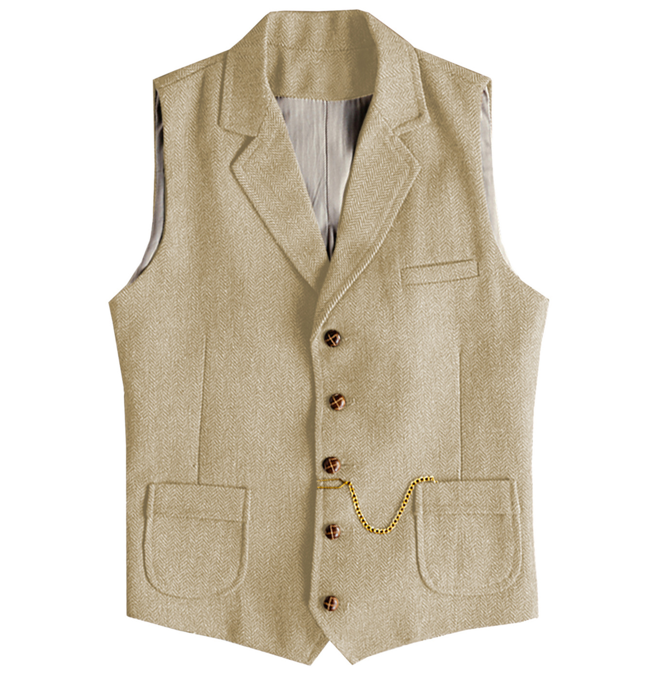 Mens New Herringbone Casual Vest photo 3