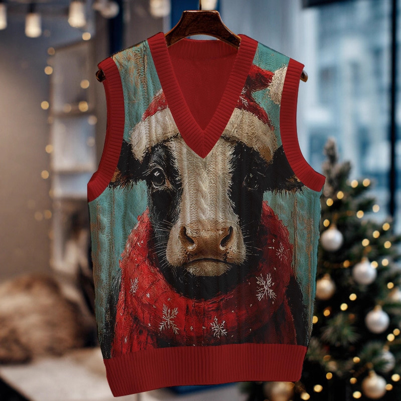 V-neck Knitted Vest Sleeveless Waistcoat photo 1