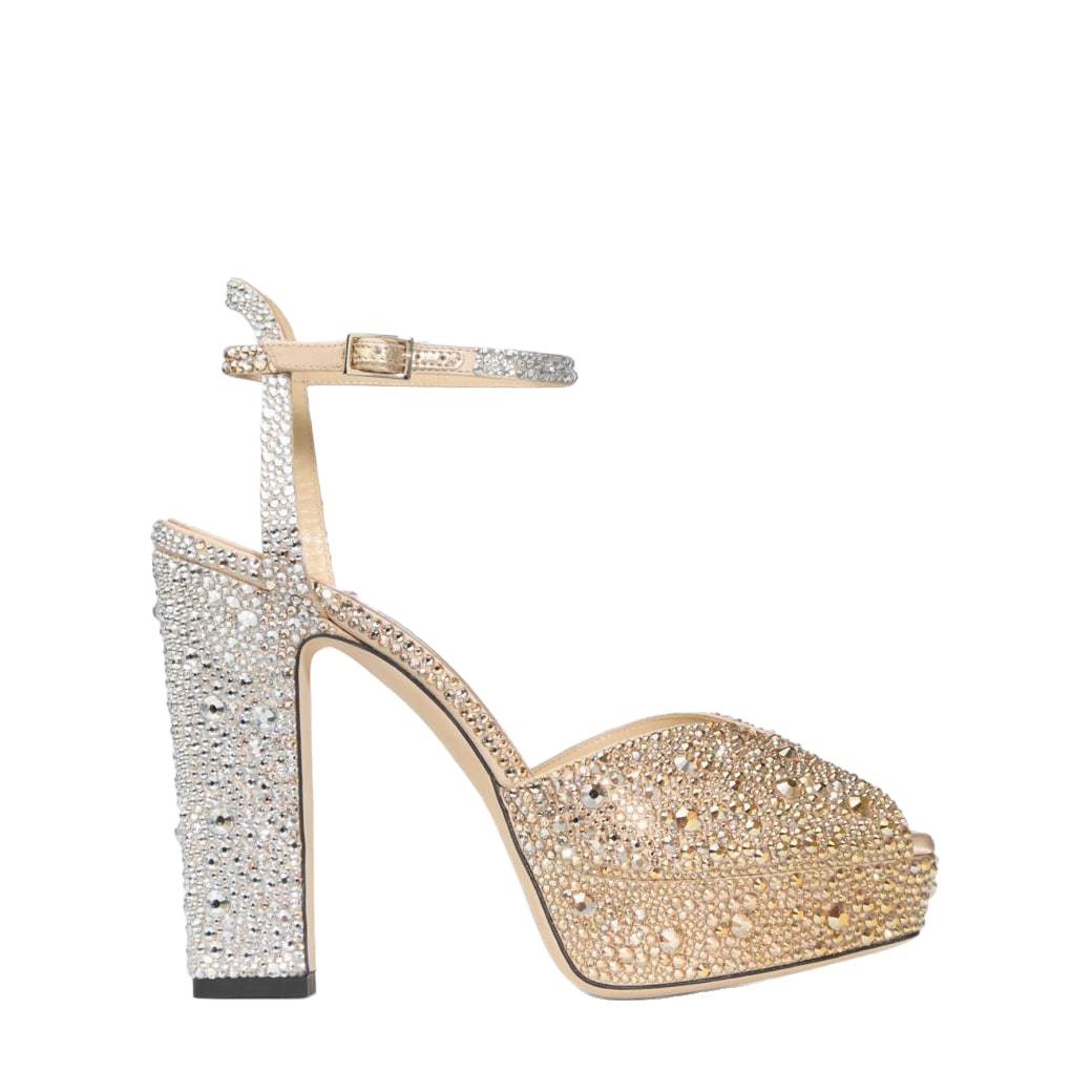 Rhinestone-decorated Fish-mouth High-heeled Sandals With A Thick Sole Featuring A Chunky Heel Design For Women photo 7
