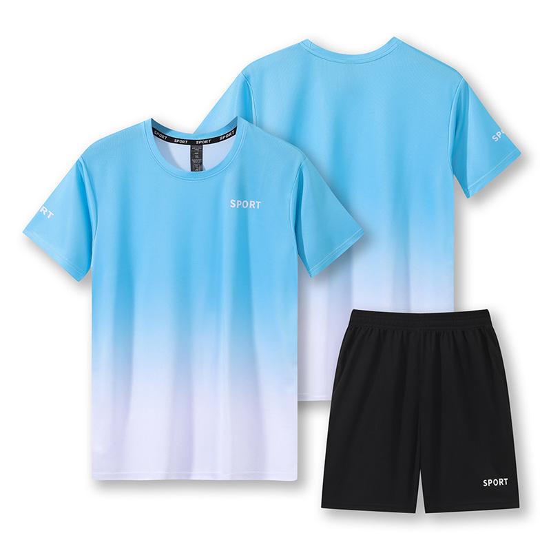 Workout Short Sleeve T-shirt Quick-drying Clothes Running Loose Casual Gradient Sports Suit photo 3