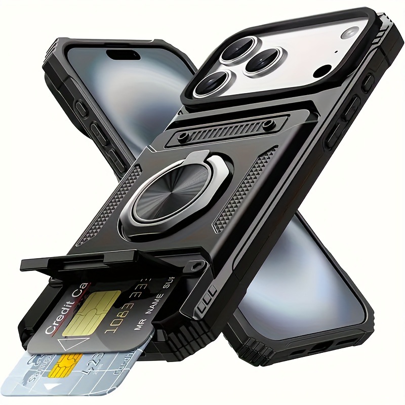 Metal-Plastic 2-in-1 Card-Slot Stand Phone Case photo 8