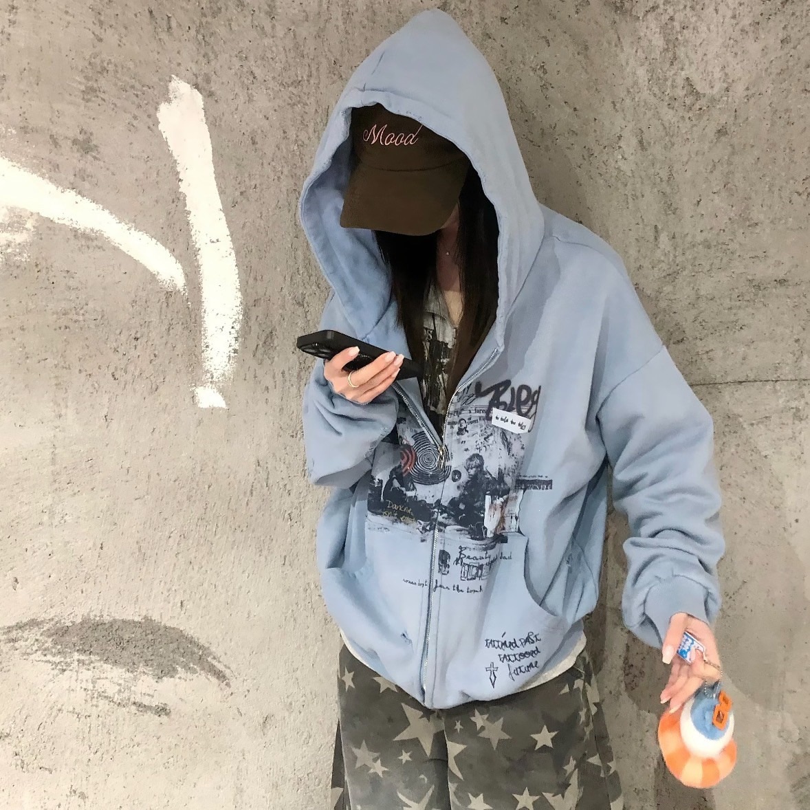 American-style Vintage Streetwear Distressed-design Hooded Sweatshirt photo 4