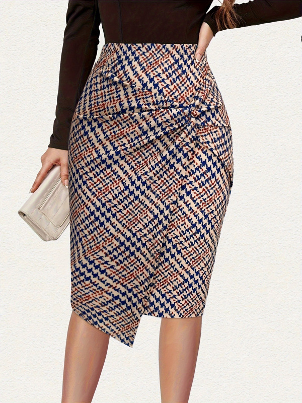 Twist Knot Print Pencil Skirt Printed Twist-Details Sheath In Linen Blend photo 8