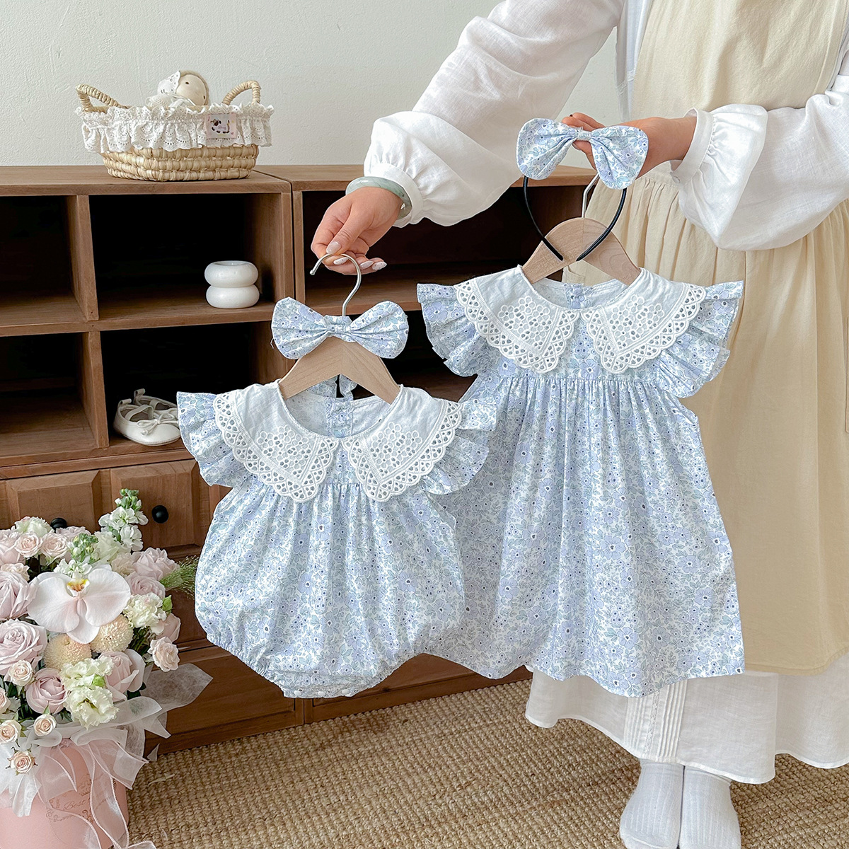 Summer Lightweight Baby Romper Summer Floral Fragments photo 7