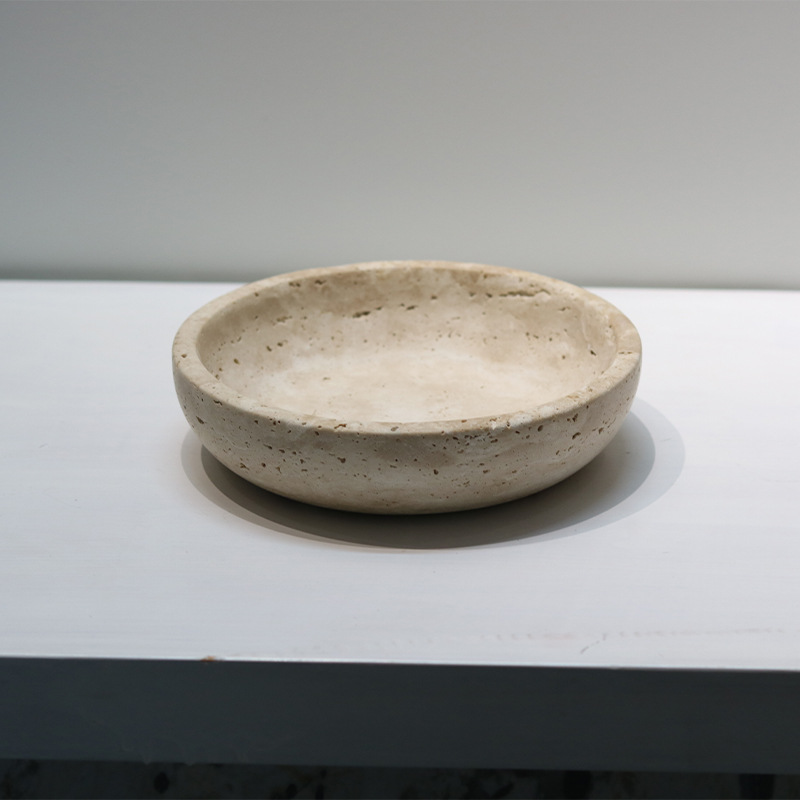 Light Luxury Simple Geometric Round Anti-Hole Stone Resin Fruit Plate photo 3
