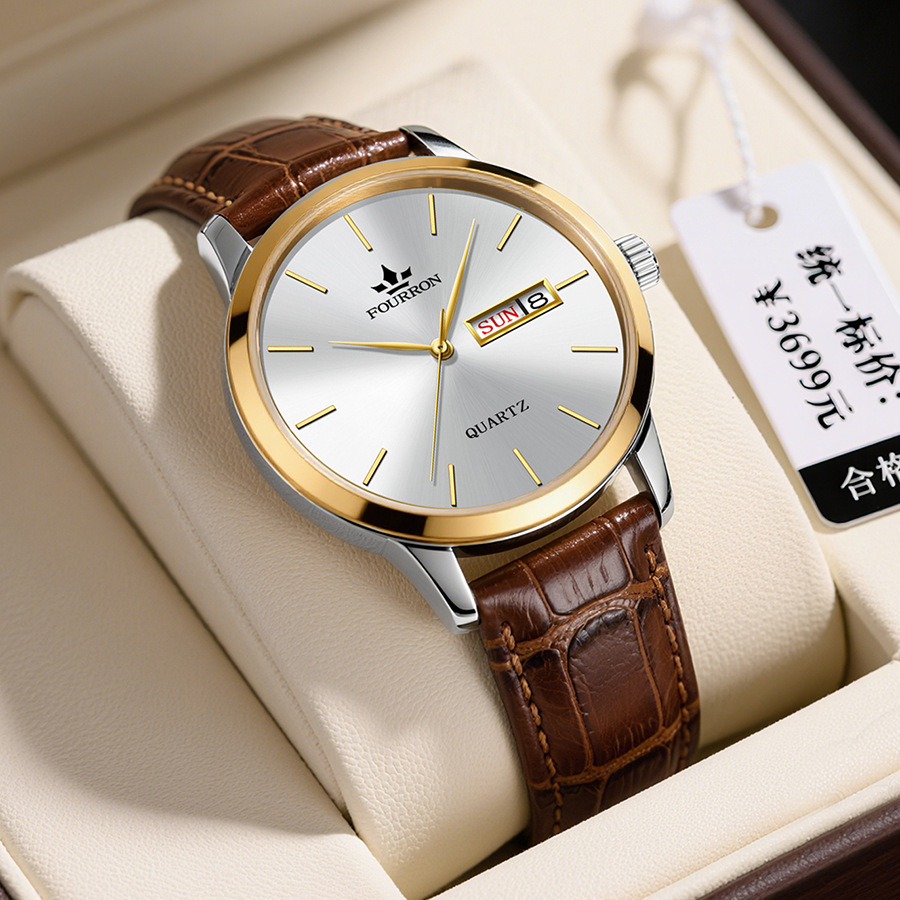 Men's Minimalist Watch With A Dual-calendar Leather Strap photo 1
