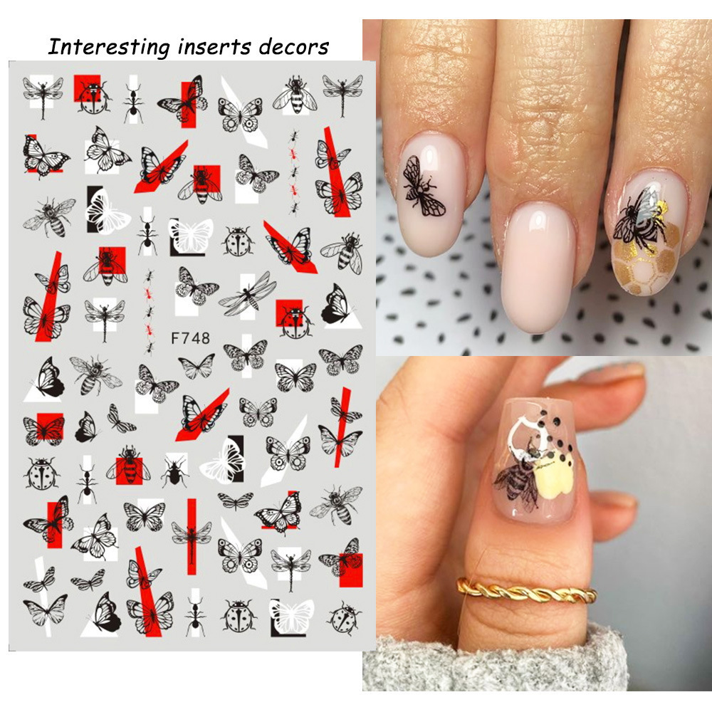 Nail Art Adhesive Stickers Instagram-style Black And White Butterfly Punk Vibe photo 3