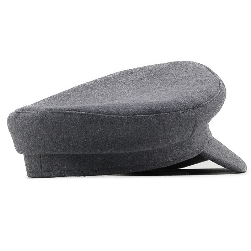 Simple Solid-color Military For Women British Retro Smooth-surface Flat-top Baseball Cap photo 3