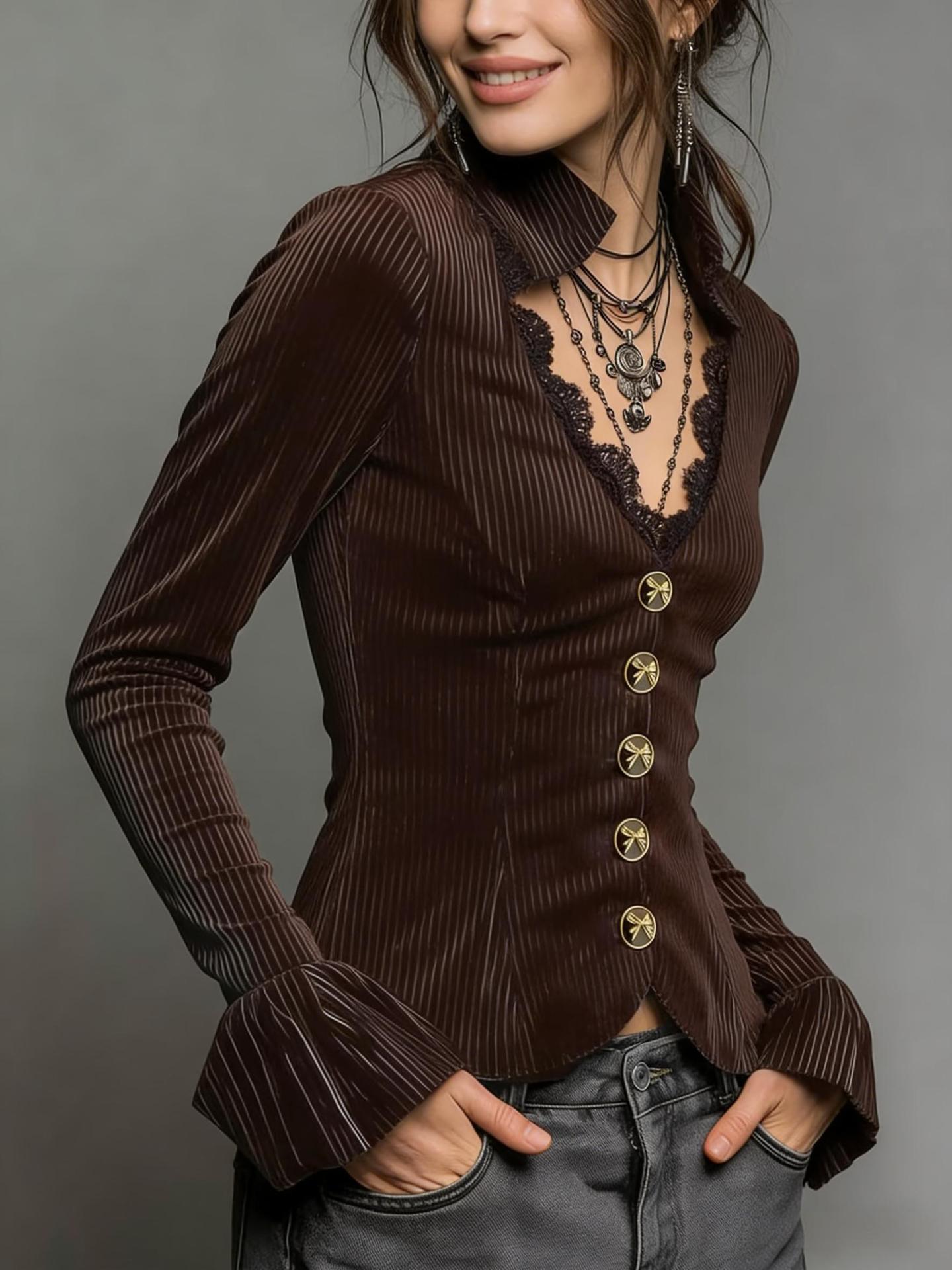 Women's V-neck Slim-fit Long-sleeve Top New Style photo 6