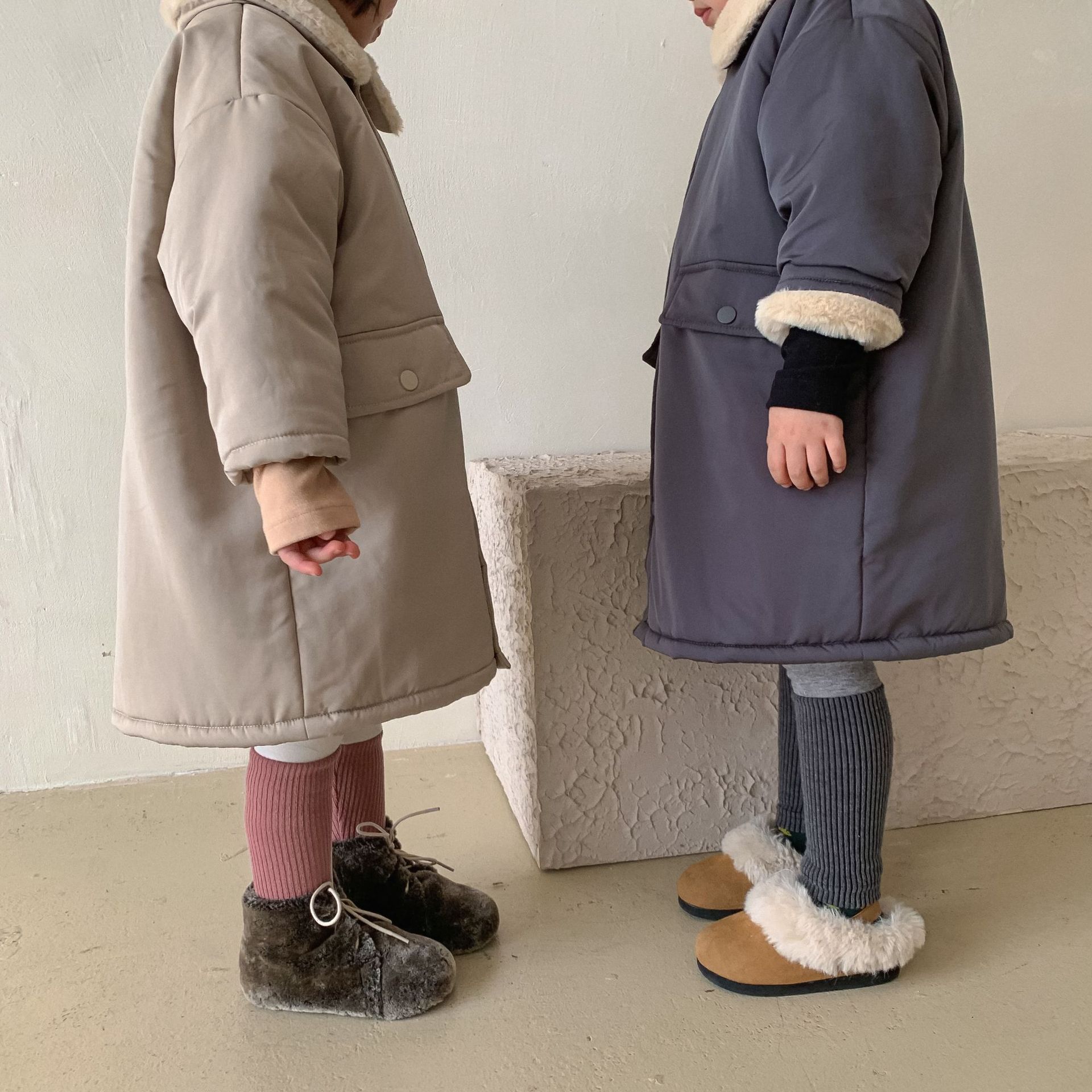Thickened Fleece Lined Padded Kids Jacket Faux Rabbit Fur photo 6