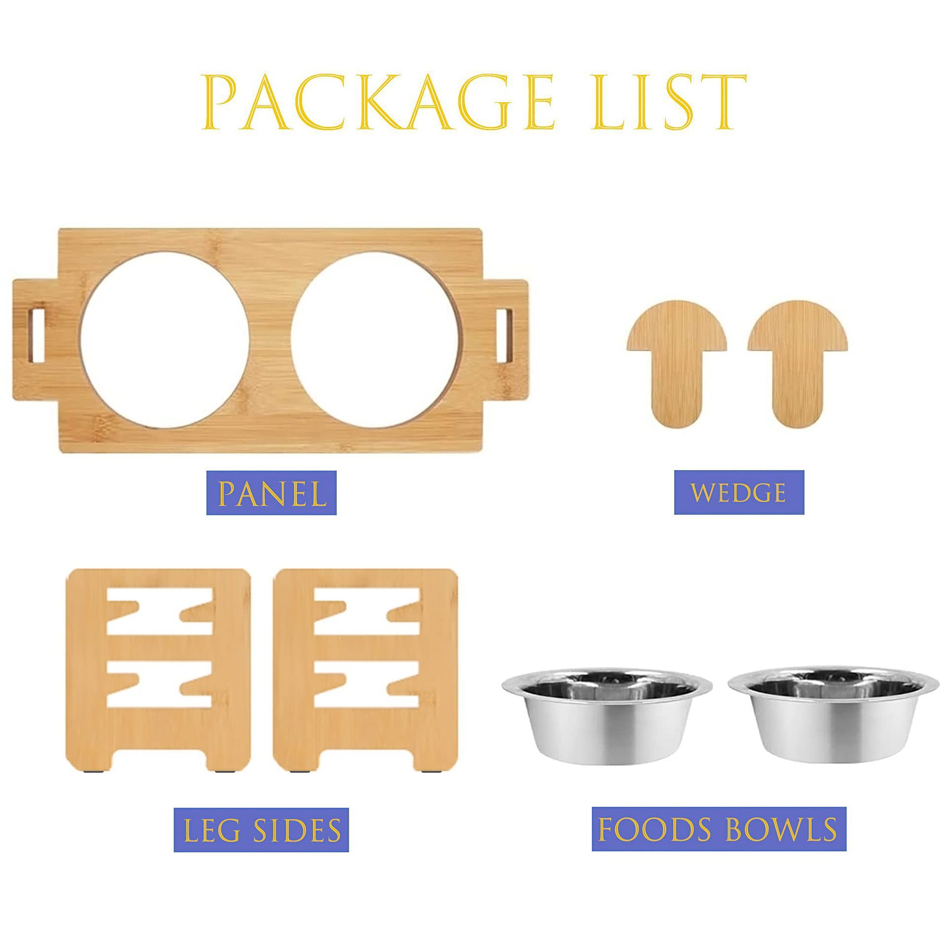 Bamboo And Wood Cat And Dog Bowl Rack, Pet Double-bowl Food And Water Bowls, For Small To Medium-sized Pets photo 4