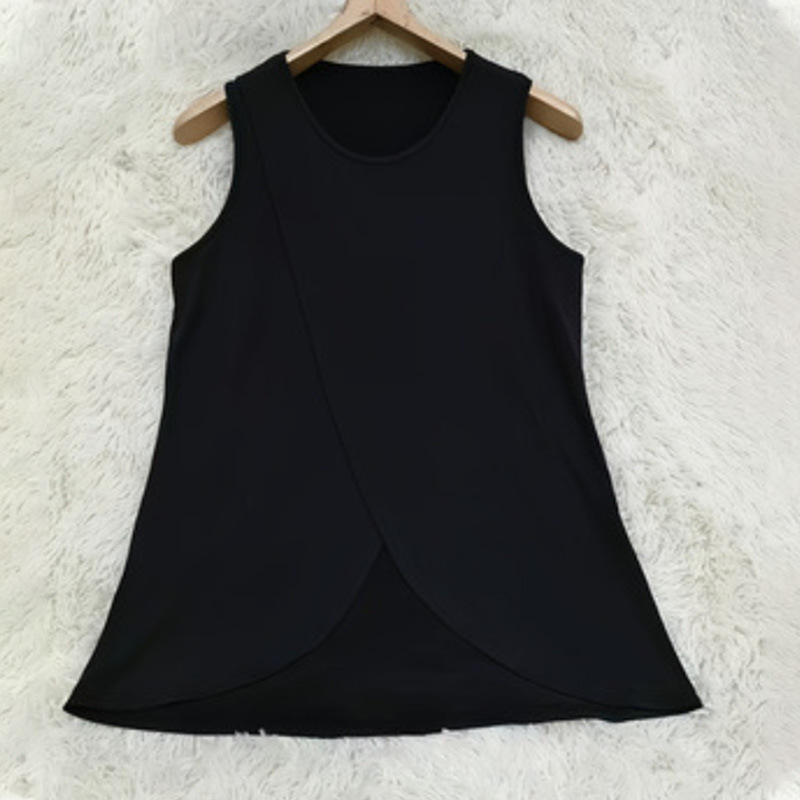 Solid-color Sleeveless Womens Tank Top With A Crossover Design photo 4