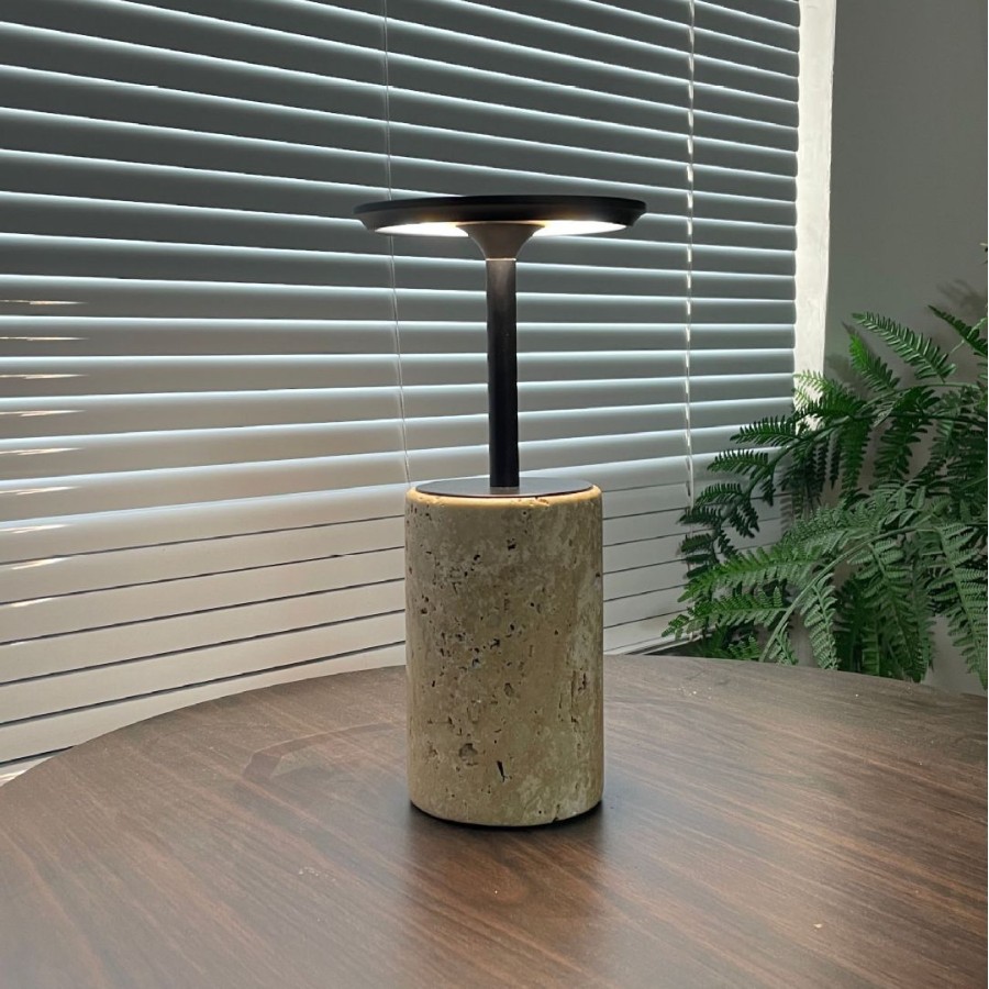 Nordic Minimalist Modern Travertine Table Lamp photo 3