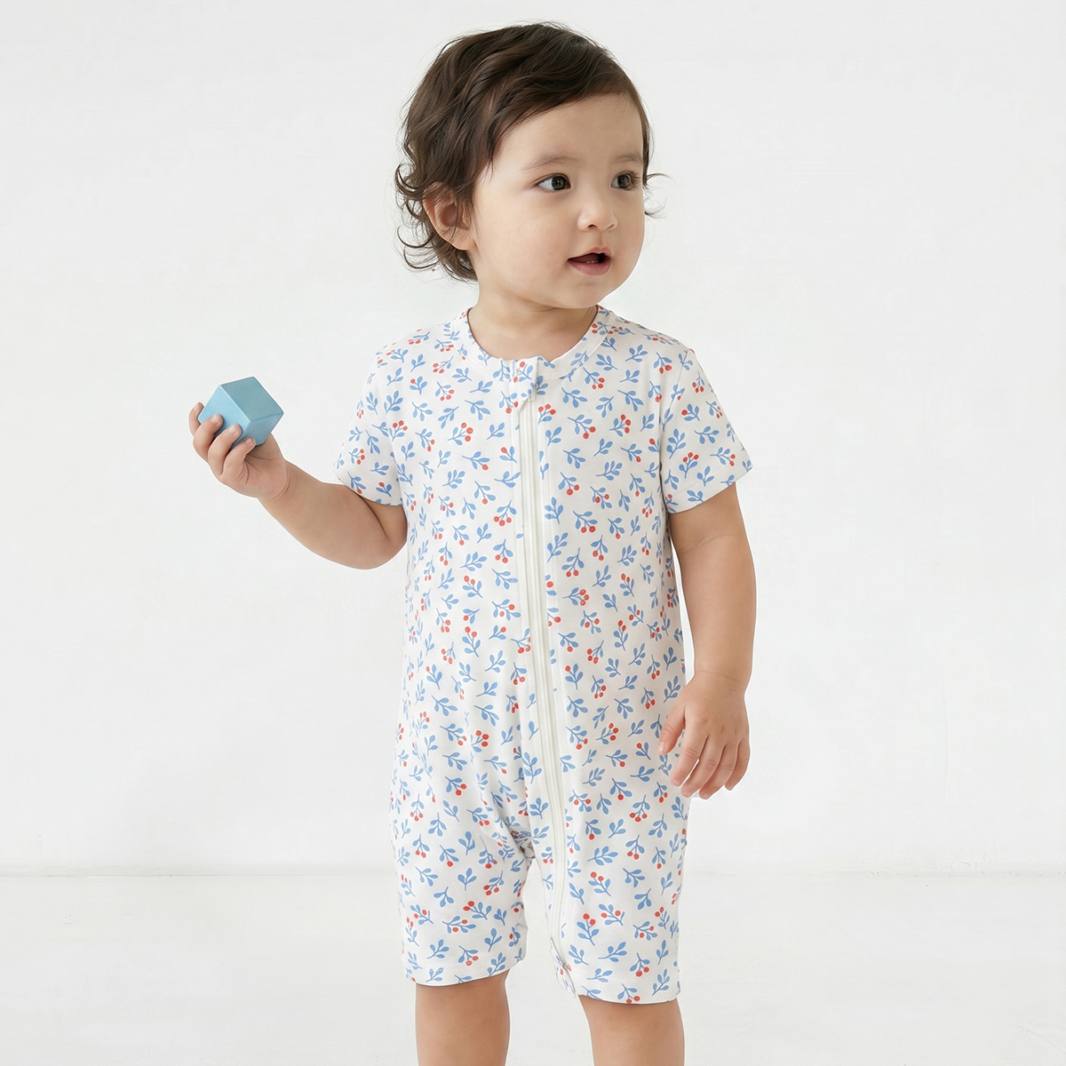 Mint Baby Romper With Zipper Summer Clothes For Boys And Girls photo 3