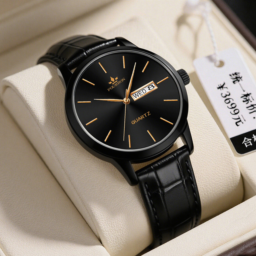 Men's Minimalist Watch With A Dual-calendar Leather Strap photo 4