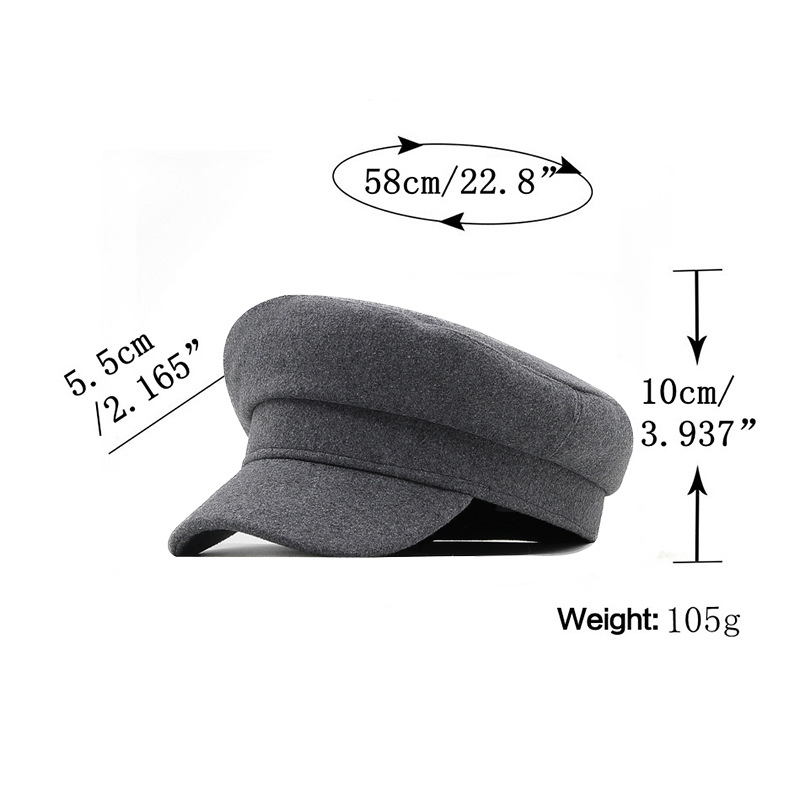 Simple Solid-color Military For Women British Retro Smooth-surface Flat-top Baseball Cap photo 4