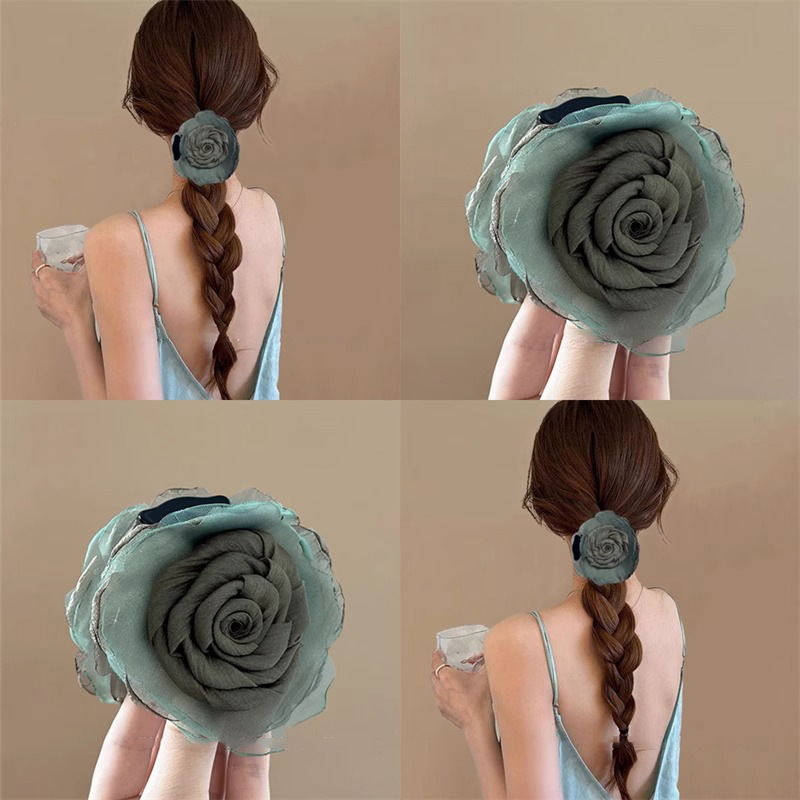 Dark Green Rose Hair Clip Stylish And High-end photo 7
