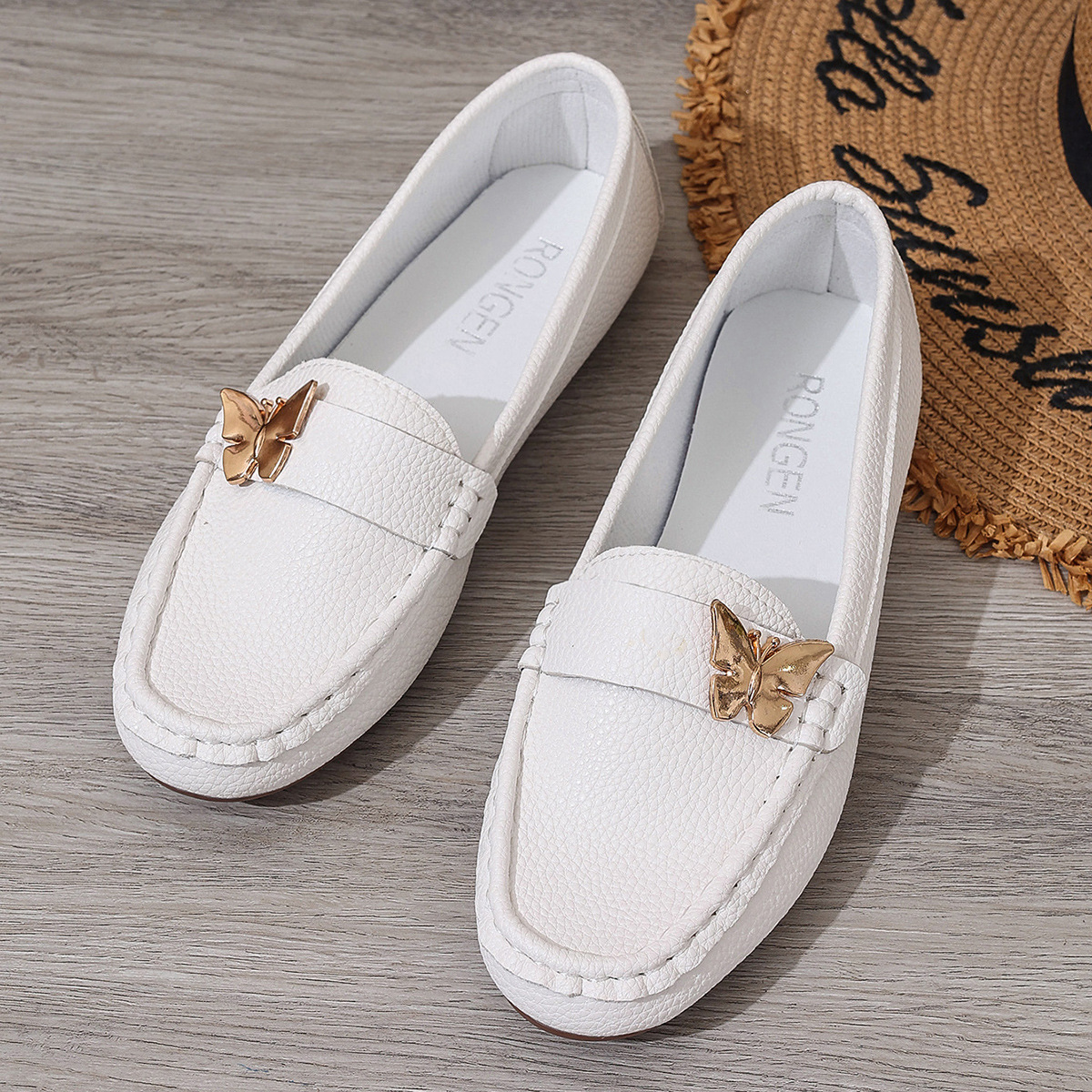 Round-toe Slip-on Casual Loafers With A Metal Bow Detail photo 8