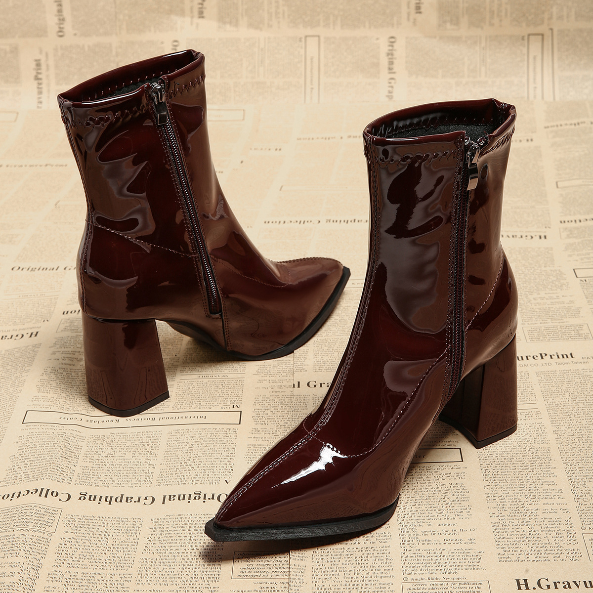 Women's Pointed-toe Chunky-heel Ankle Boots photo 3