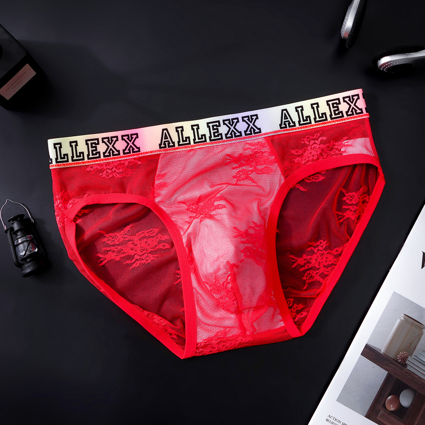 Color-Block Vibrant-Alphabet Mens Ultra-Thin Underwear photo 2