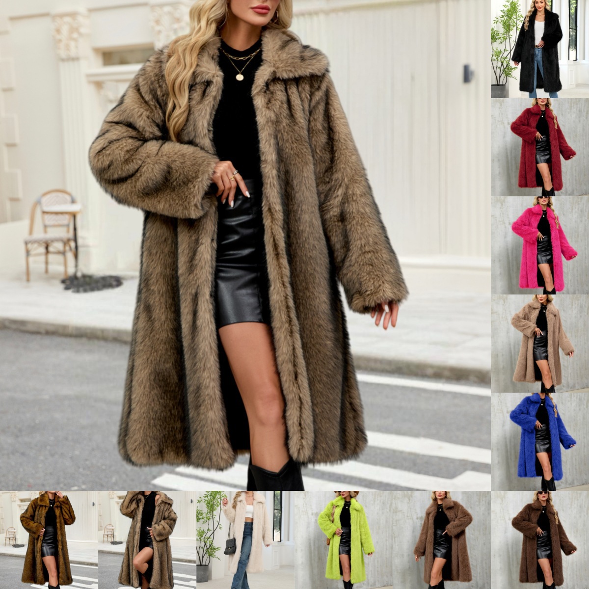 Women's Long Warm Faux Fur Fluffy Coat For Fall And Winter photo 1