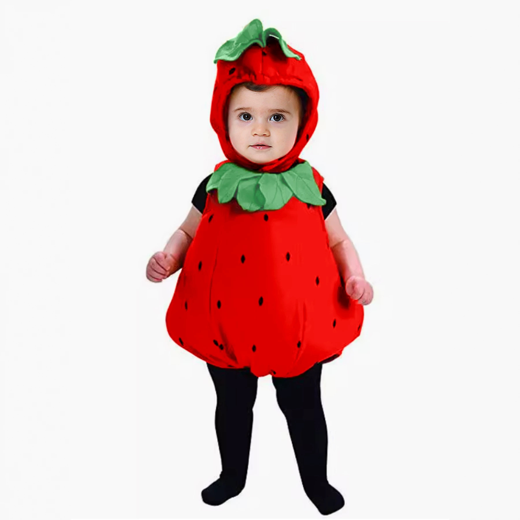 Babys Fallwinter Strawberry-themed Romper And Hat Two-piece Set photo 4