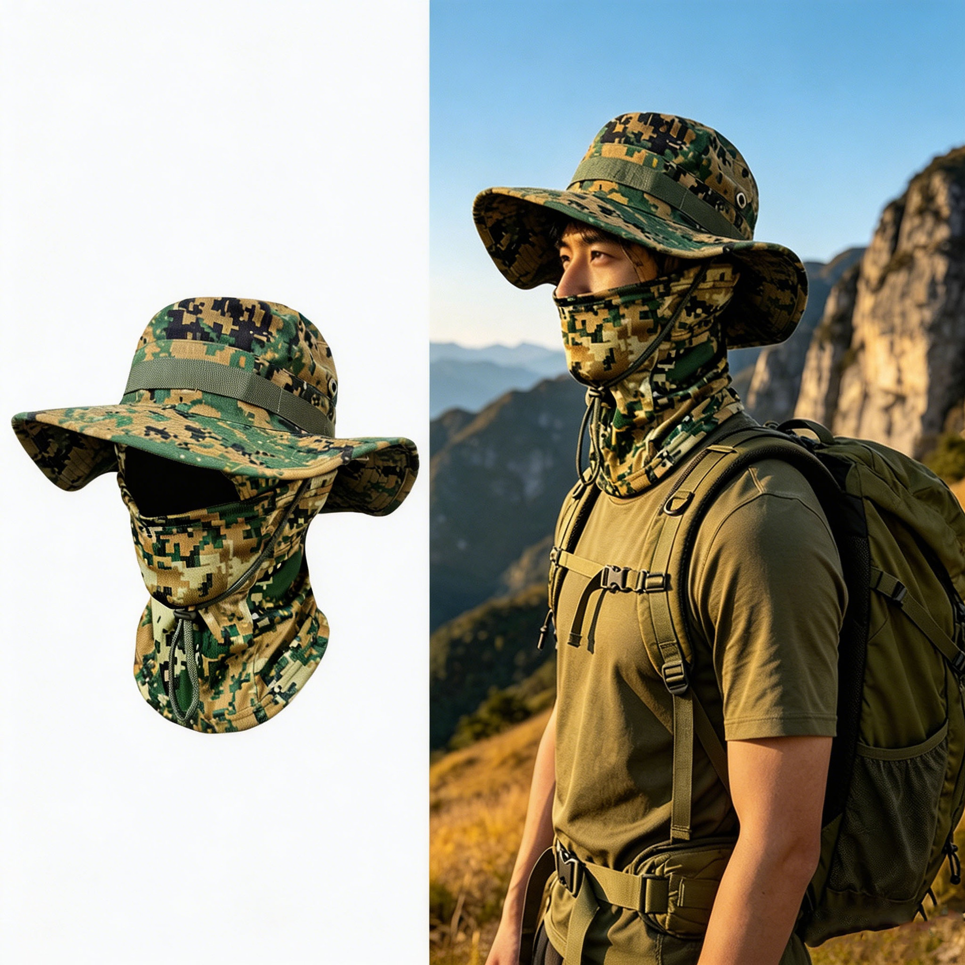 Camouflage Quick-Drying Sun-Protection Outdoor Wide-Brimmed Sun Hat photo 7