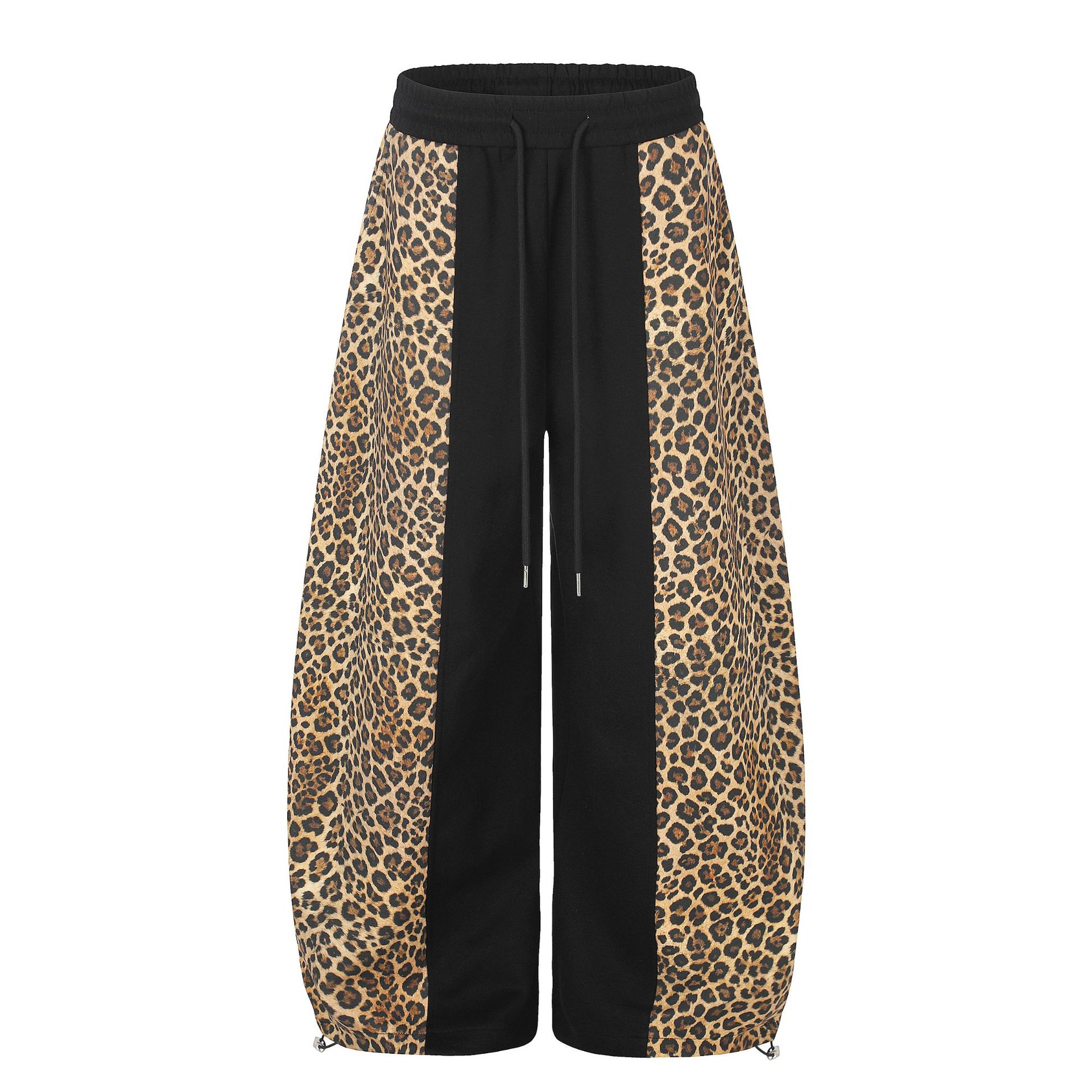 Leopard-print Patchwork Boot-cut Pants Unisex photo 3