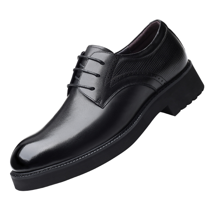 Men's Lightweight Thick-soled British-style Genuine Leather Casual Wedding Shoes photo 4