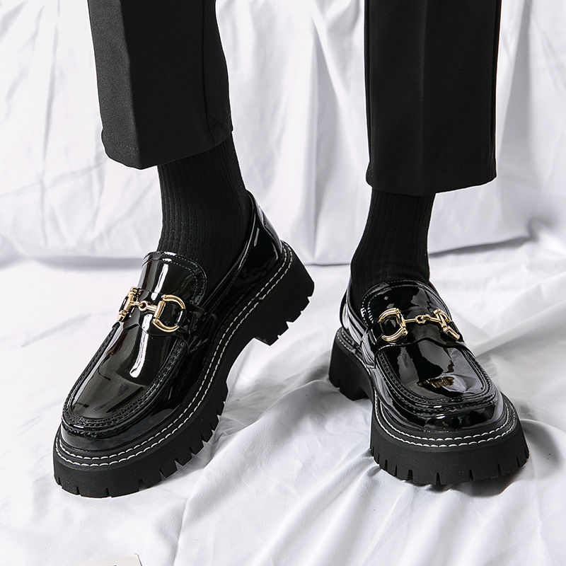 Men's Patent Leather Shiny Slip-on Loafers With A Height-increasing Design photo 3