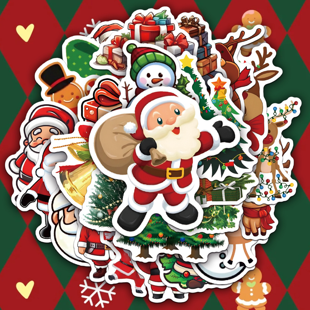 Santa Claus Stationery Scooter Notebook Waterproof Stickers photo 1