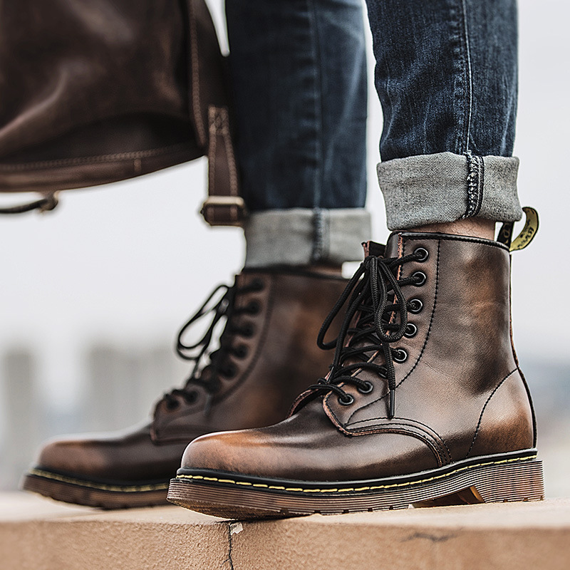 Men's High-top Classic Fleece-lined Motorcycle Boots photo 1