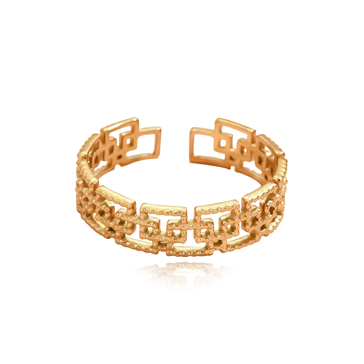 Traditional Chinese Style Openwork Spiral-pattern Stainless Steel Ring photo 6