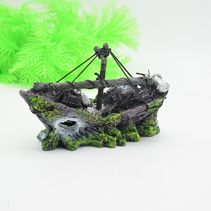 Aquarium Landscape Glass Fish Tank Decoration Small Net Boat photo 2