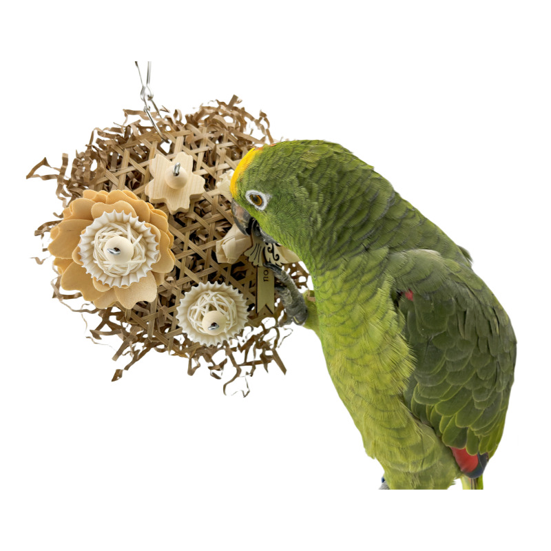 Parrot Natural Ricepaperplant Pith Ball Safety Plant Gnawing Molar Toy photo 6